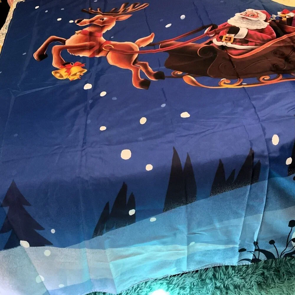 NEW REINDEER SANTA CHRISTMAS SNOWMAN SNOWFLAKE SHOWER CURTAIN WHITER HOLIDAY
